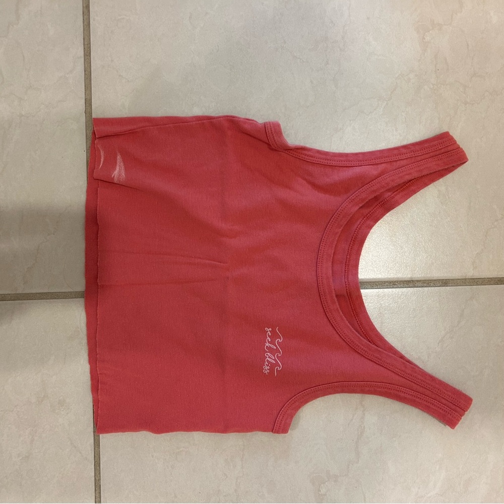 Coral Pink Tank Top “Seek Bliss” (Small stain)